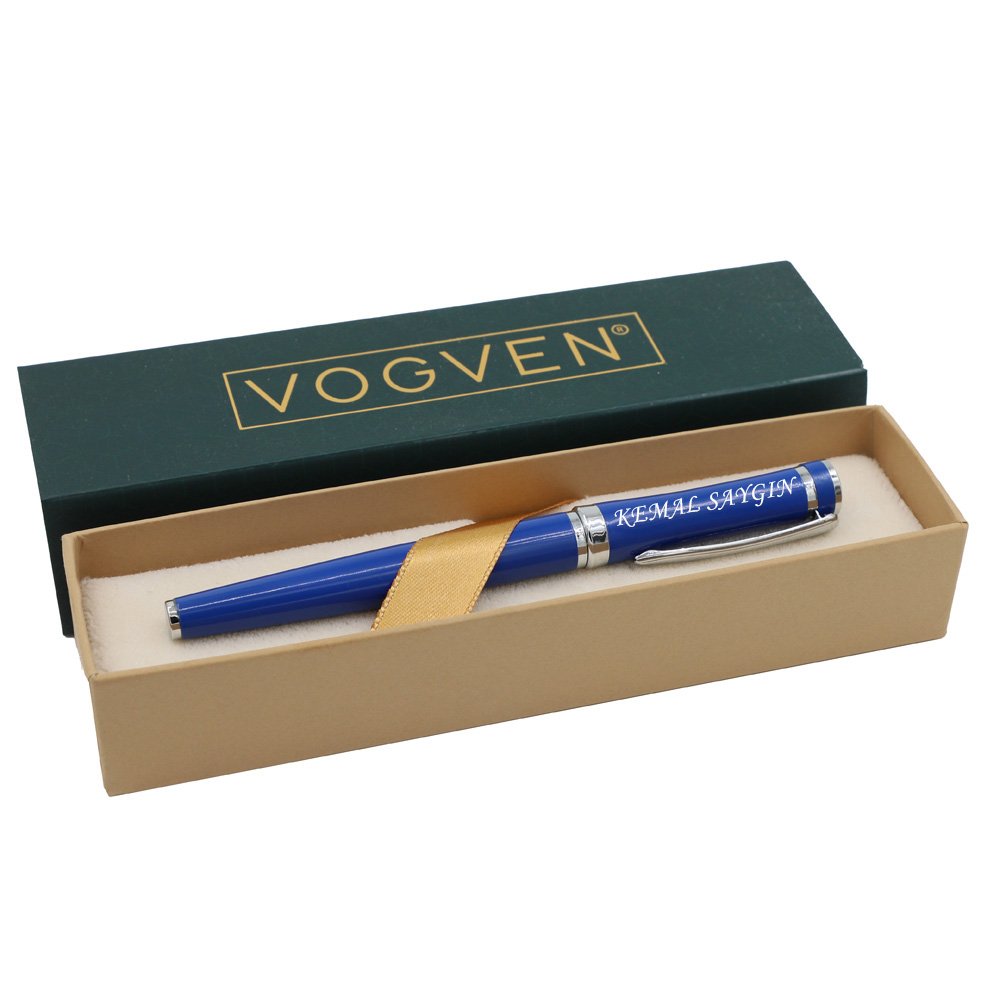 Vogven Marka İsme Özel Metal Roller Kalem - Mavi