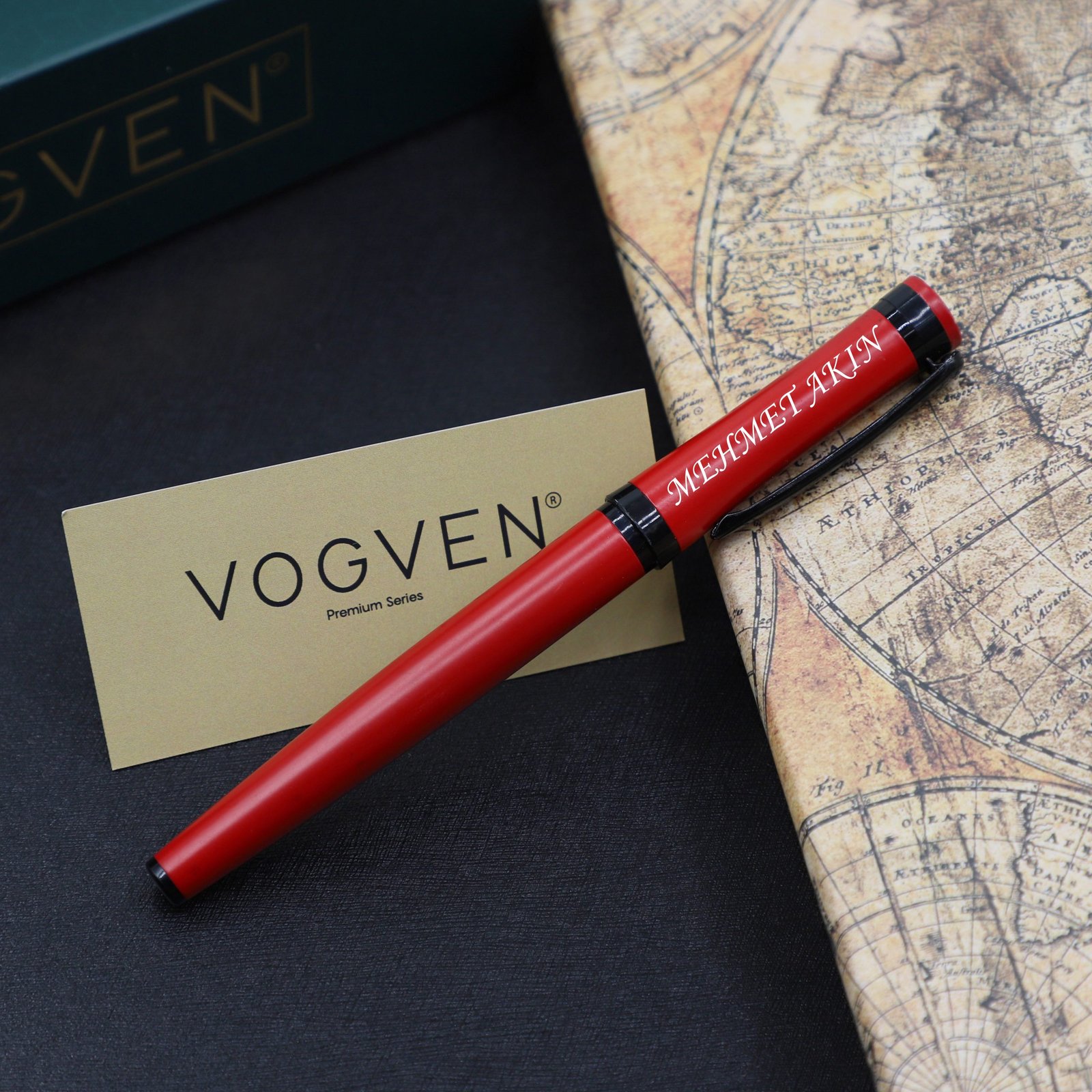 Vogven Marka İsme Özel Metal Roller Kalem - Kırmızı - Görsel 2