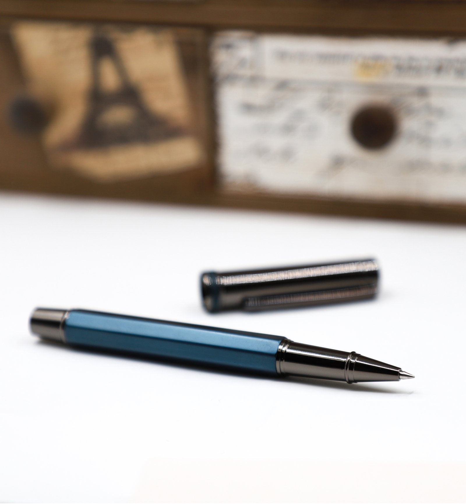 Vogven Marka İsme Özel Mavi Roller Kalem - Görsel 4