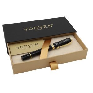 Vogven Marka İsme Özel Gold Detaylı Premium Metal Roller Kalem