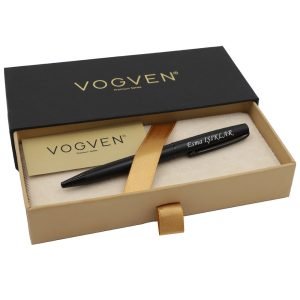 Vogven Marka İsme Özel Mat Siyah Premium Tükenmez Kalem