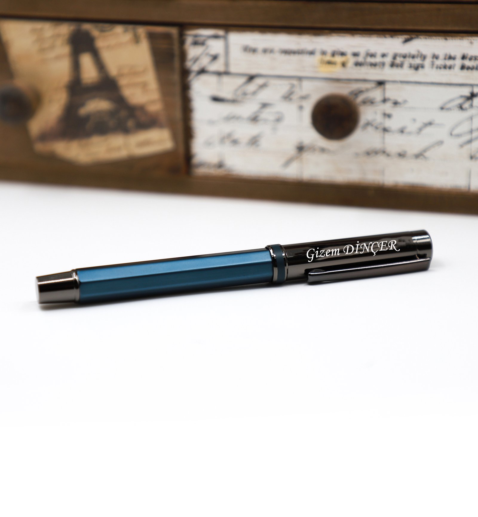 Vogven Marka İsme Özel Mavi Roller Kalem - Görsel 3