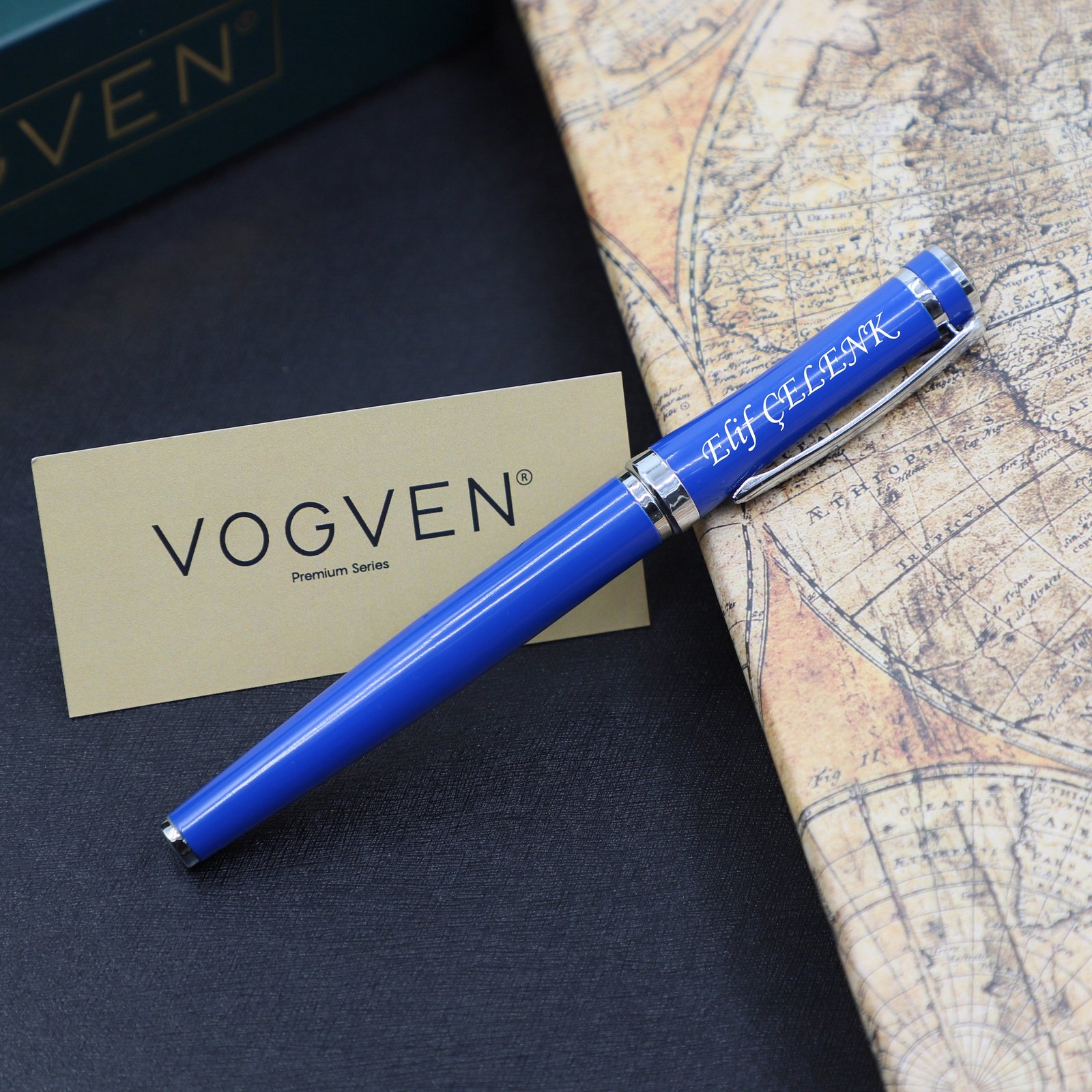 Vogven Marka İsme Özel Metal Roller Kalem - Mavi - Görsel 2